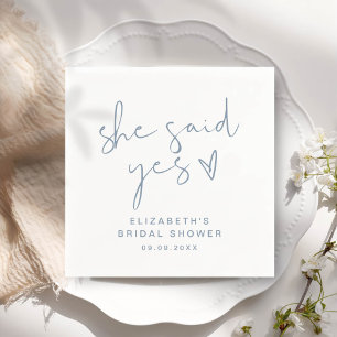 ADELLA Modern Minimal She Said Yes Bridal Shower Napkin