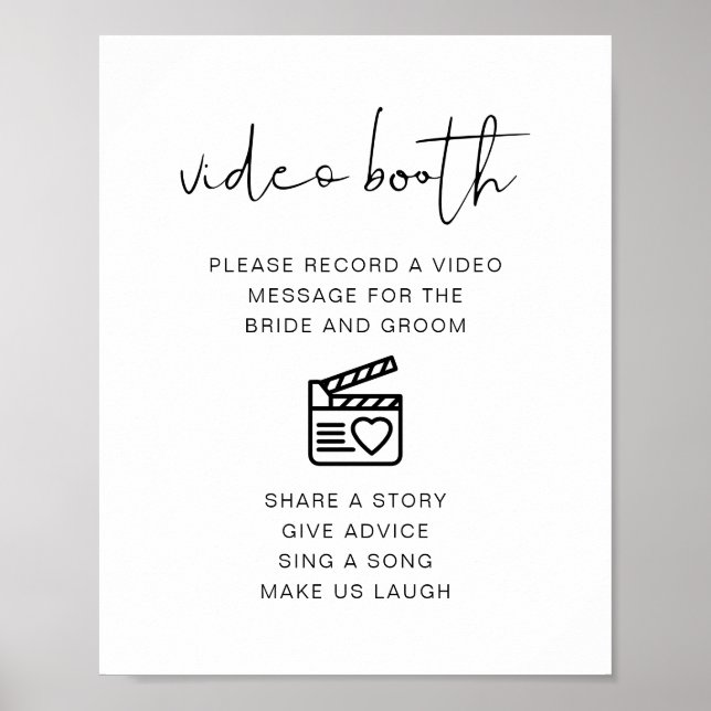 ADELLA Modern Minimal Wedding Video Booth Sign  (Front)