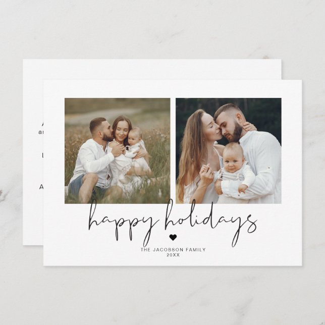 ADELLA Modern Minimalist 2 Photo Holiday Card (Front/Back)