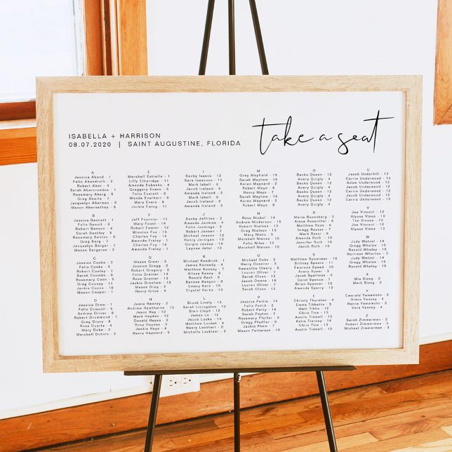 ADELLA Modern Minimalist Alphabetical Seating Poster (Creator Uploaded)