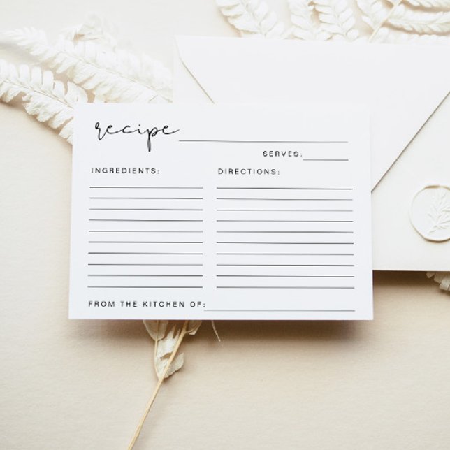ADELLA Modern Minimalist Bridal Shower Recipe Card (Creator Uploaded)