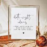 ADELLA Modern Minimalist Date Night Card Template Poster<br><div class="desc">This date night bridal shower game template features an elegant calligraphy font and a modern minimalist design. Easily change the colours and edit *most* wording to meet the needs of your occasion. This sign is perfect for your contemporary,  minimalist,  or bohemian bridal shower or other celebration.</div>