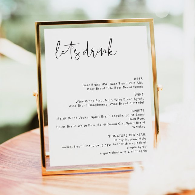 ADELLA Modern Minimalist Let's Drink Bar Menu Sign (Creator Uploaded)