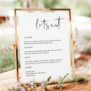 ADELLA- Modern Minimalist Let's Eat Dinner Menu Poster