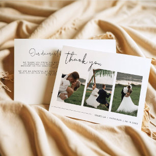 ADELLA Modern Minimalist Photo Wedding Thank You   Invitation