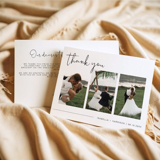 ADELLA Modern Minimalist Photo Wedding Thank You   Invitation (Creator Uploaded)