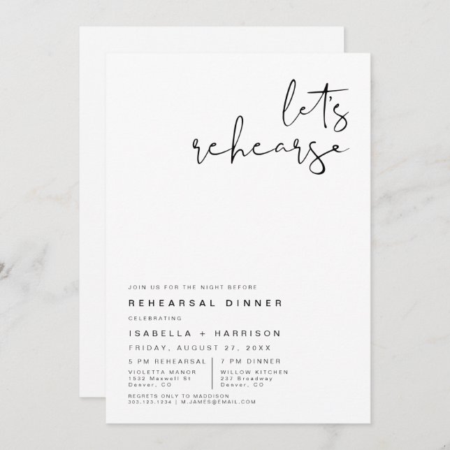 ADELLA Modern Minimalist Rehearsal Dinner  Invitation (Front/Back)