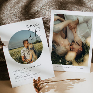 ADELLA-Modern Minimalist Round Photo Save the Date Invitation