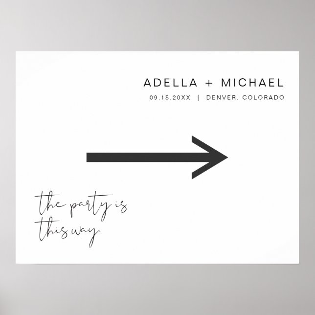 ADELLA Modern Minimalist Wedding Direction Sign (Front)