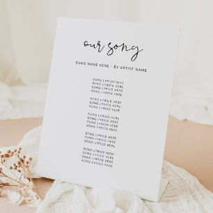 ADELLA Modern Minimalist Wedding Song Lyrics Pedestal Sign