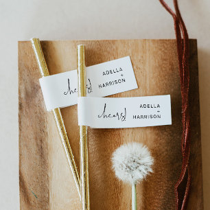 ADELLA Modern Minimalist Wedding Straw Flag Tag Wrap Around Label