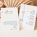 ADELLA Modern Wedding Weekend Welcome Schedule Invitation<br><div class="desc">This wedding welcome letter and schedule features an edgy handwritten font and modern minimalist design. The simple black and white colour combination makes it the perfect addition to any event. Easily edit *most* wording on this timeline.</div>