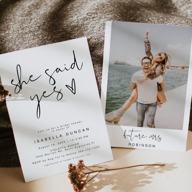 ADELLA She Said Yes Modern Minimal Bridal Shower Invitation (Creator Uploaded)
