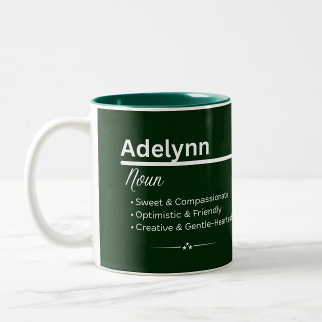 Adelynn Personalized Girl Name Meaning Coffee Mug (Left)