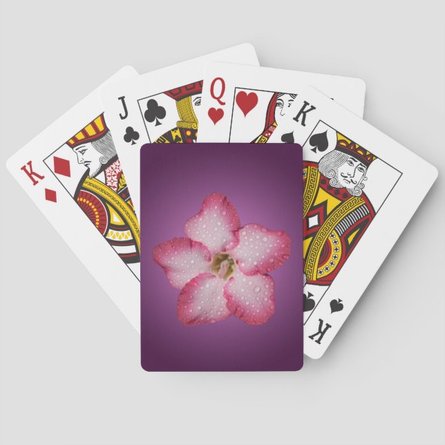 Adenium Pink Flower Flora Gradient Violet Playing Cards (Back)