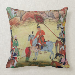 Adham Khan paying homage to Akbar at Sarangpur, Ce Cushion