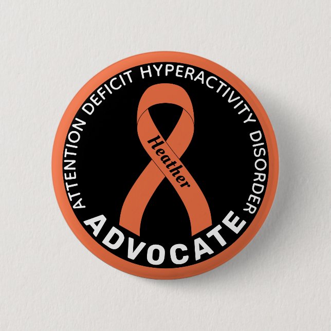 ADHD Advocate Ribbon Black Button (Front)