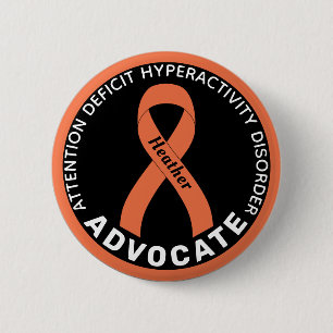 ADHD Advocate Ribbon Black Button