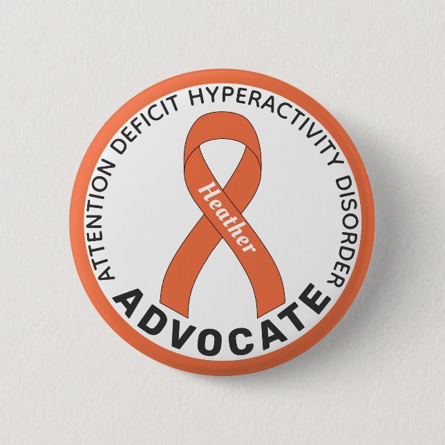ADHD Advocate Ribbon White Button (Front)