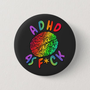 ADHD as F*ck Rainbow Brain 6 Cm Round Badge