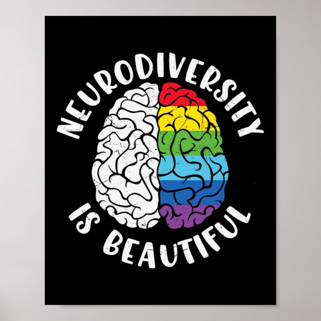 Adhd Autism Awareness Neurodiversity Is Beautiful  Poster (Front)