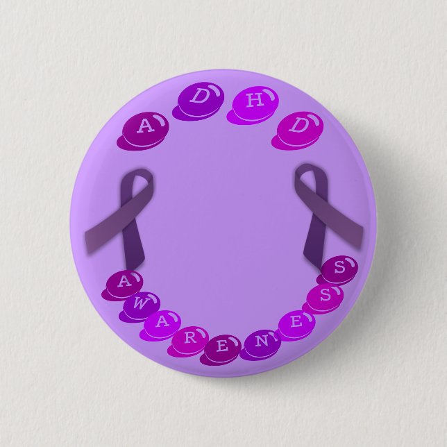 ADHD Awareness button (customisable) (Front)