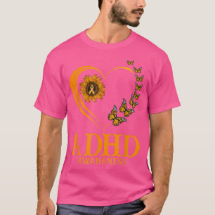 ADHD Awareness Heart Sunflower Ribbon for Men Woma T-Shirt