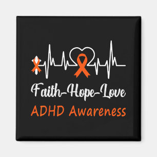 Adhd Awareness Heartbeat Christian Cross Faith Hop Magnet