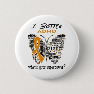 ADHD Awareness Month Ribbon Gifts 6 Cm Round Badge