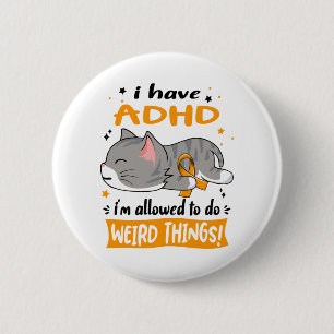 ADHD Awareness Month Ribbon Gifts 6 Cm Round Badge