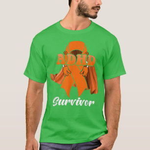 ADHD Awareness Month Women Survivor Orange Ribbon T-Shirt