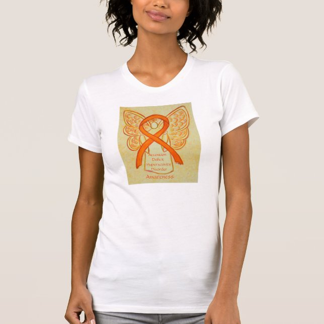 ADHD Awareness Orange Ribbon Angel Custom Shirt (Front)