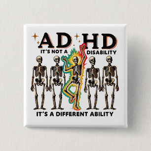 adhd burnout club  15 cm square badge