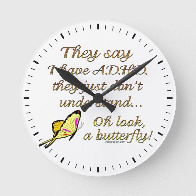ADHD Butterfly Round Clock (Front)