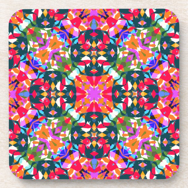 ADHD Dopamine Boost Positivity Pattern Colorful Coaster (Front)