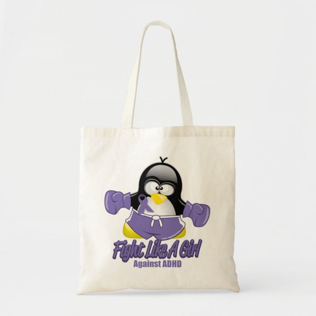 ADHD Fighting Penguin Tote Bag (Front)