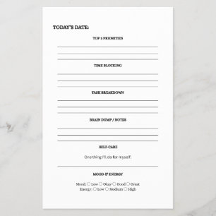 ADHD‑Friendly Daily Planner Page