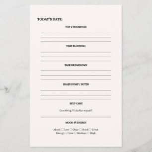 ADHD‑Friendly Daily Planner Page