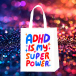ADHD is my Superpower Cheerful Fun Bubble Letters Reusable Grocery Bag<br><div class="desc">Hand made design for you! Customise with your own text or change the colours. Check my shop for lots more colours and designs or let me know if you'd like something custom!</div>