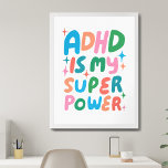 ADHD is my Superpower Colourful Fun Bubble Letters Poster<br><div class="desc">I hope you like this fun art! Add your own text, change background colour too. Select the print size using the drop down menu above, and you can click the “edit design” button to customise the artwork to fit any size paper. Purchase a simple poster or a fully framed and...</div>