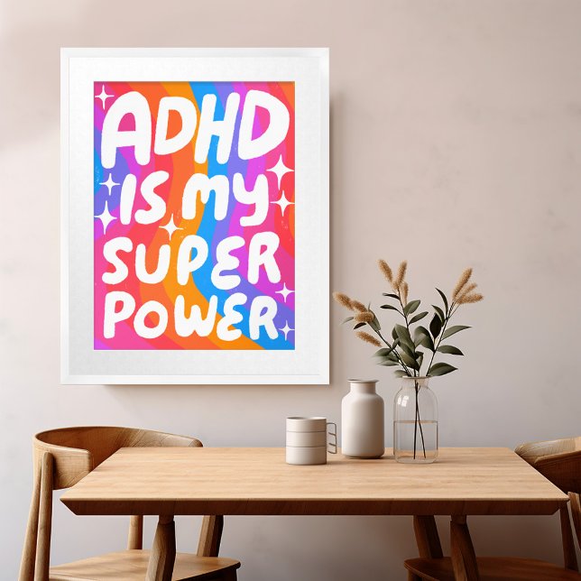 ADHD is my Superpower Fun Bubble Letters Colourful Poster (ADHD is my Superpower Fun Bubble Letters Colorful Poster
)
