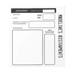 ADHD Kids Personalized Pad for Homework Tracking