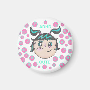 ADHD magnet with "ADHD Cute" illustration