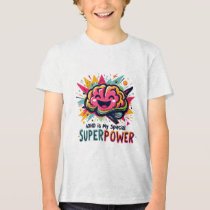 Adhd My Superpower Awareness Month Support Rainbow Tri-Blend Shirt