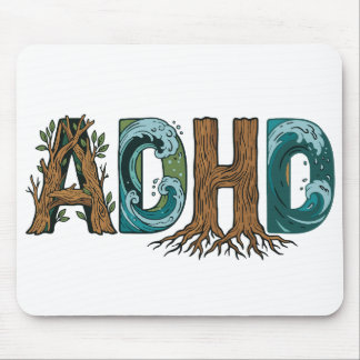 ADHD Nature Elements Typography Design Mouse Pad
