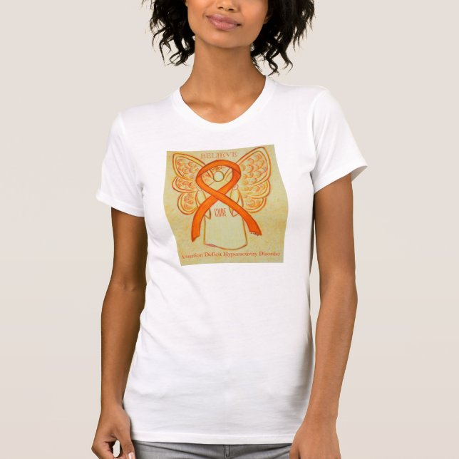 ADHD Orange Awareness Ribbon Angel Custom Shirt (Front)