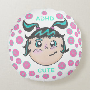 ADHD pillow with "ADHD Cute" illustration