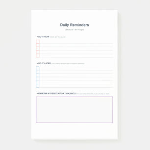 ADHD Planner Daily Reminders Post-it Notes