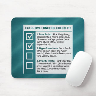 ADHD Productivity Executive Function Checklist Mouse Pad