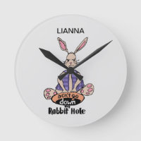 ADHD Rabbit Hole Personalised Round Wall Clock